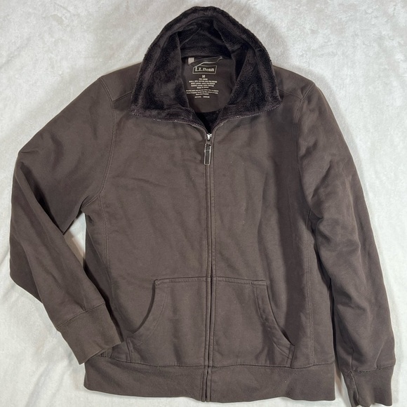 L.L.. Bean Medium Brown Fleece Lined Thick Warm Full Zip Synchilla Sweater Coat - Picture 5 of 9